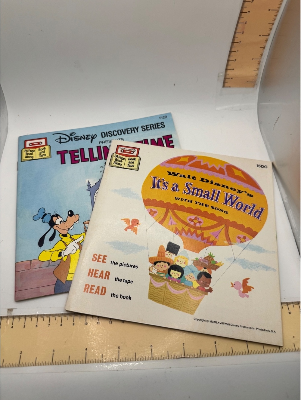 Vintage Disney Read-Along Book - It's a Small World & Telling Time no cassettes